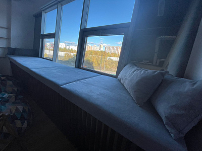 Серый матрас на подоконник, любой размер, толщина, ткань на заказ от фабрики Gliver. Отзыв клиента на матрасик и подушки фабрики Гливер. 5 звезд. 